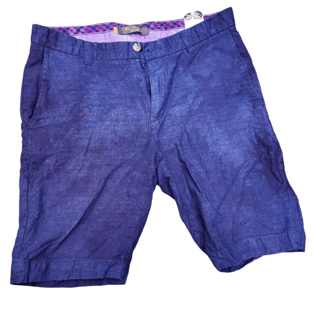 Ben Sherman Linen Purple Ice Dyed Shorts - W31